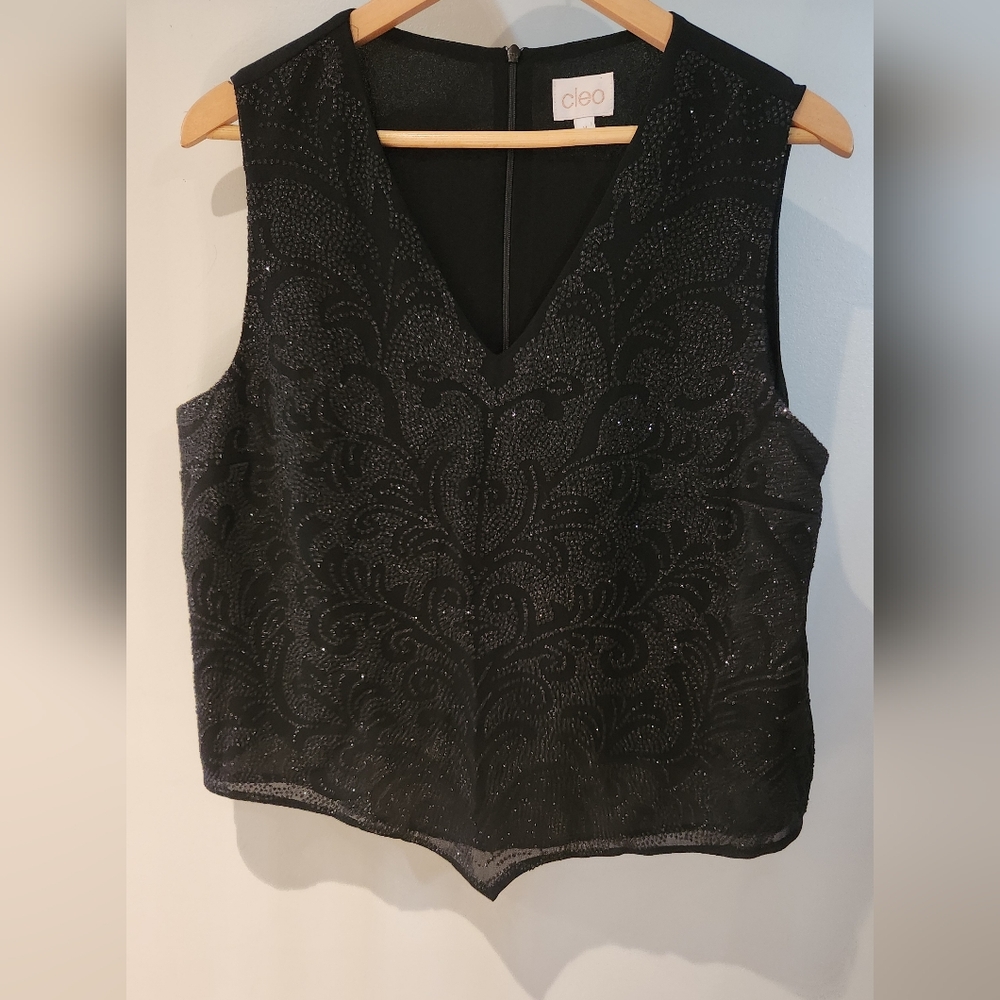 Cleo 14 Black Vintage‎ V'd Sparkle Tank Top - Picture 4 of 7